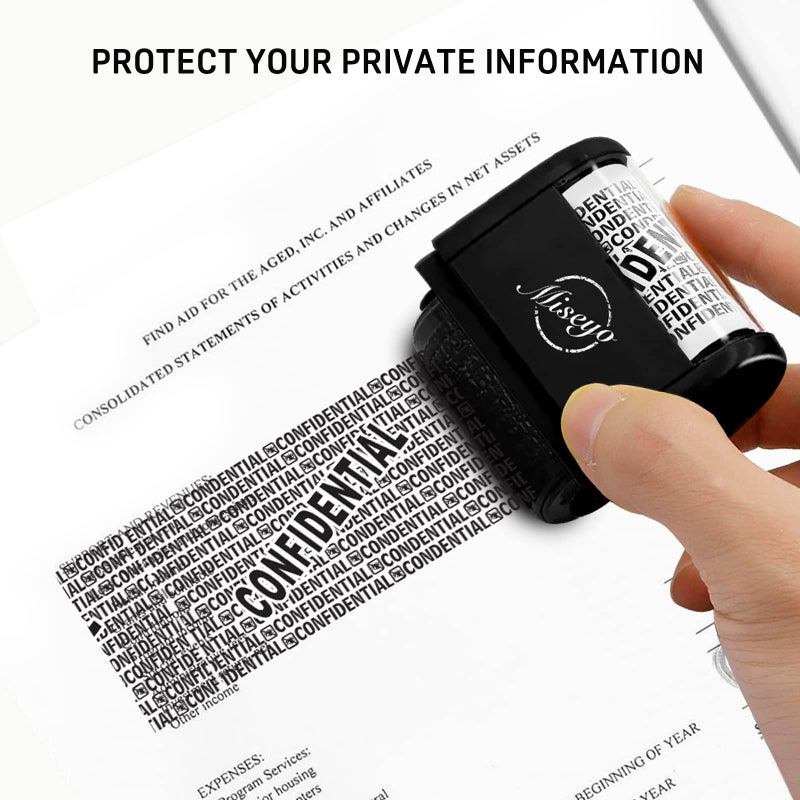 Miseyo Wide Roller Stamp Identity Theft Stamp 1.5 Inch Perfect for Privacy Protection - Black - Image 3